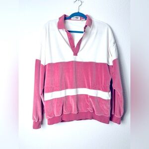 IL SPORT Vintage Retro Color Block Polo Style Pullover. Pink / White. Sz: LG